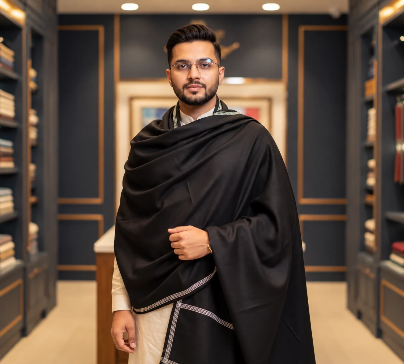 Traditional Woolen Shawl (Black Color)