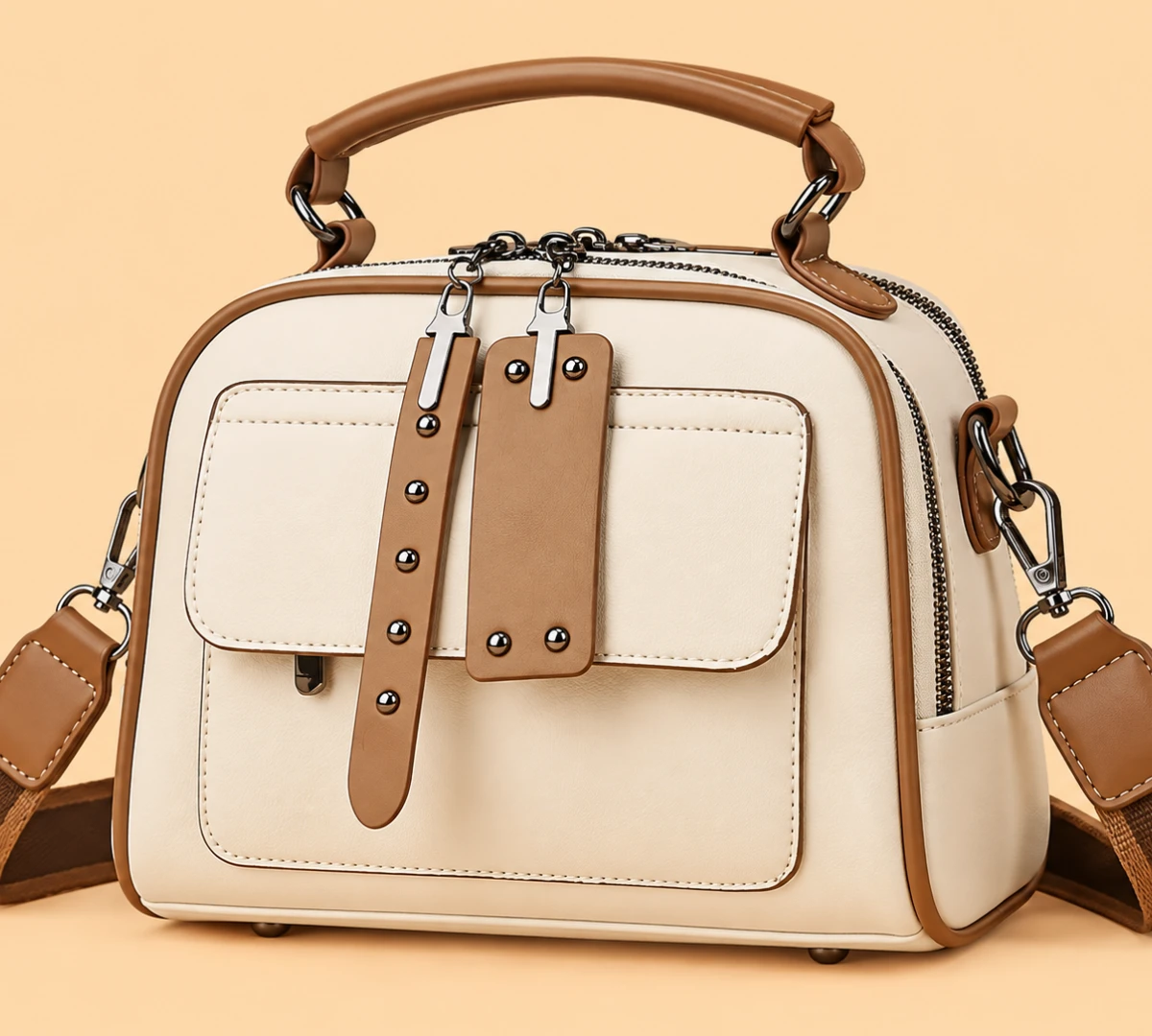 Genuine Soft Leather Handbag (White Color)