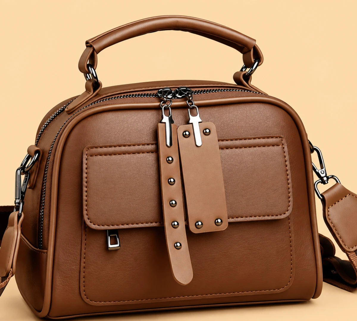 Genuine Soft Leather Handbag (Brown Color)